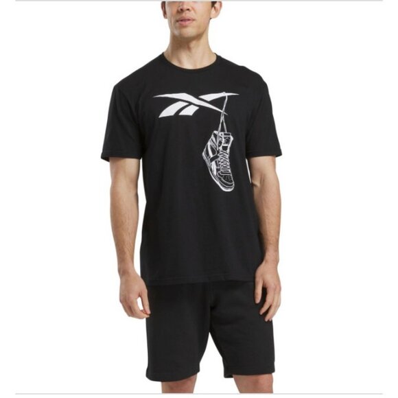 Reebok Men's Practice Logo Sneaker Graphic T-Shirt - Black Size 2XL - Picture 1 of 5